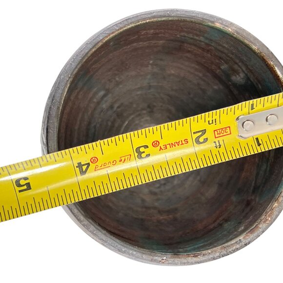 Raku Pottery Fish Vase Teal Black Glazed Textured Iridescent Artistic Signed - Picture 10 of 12